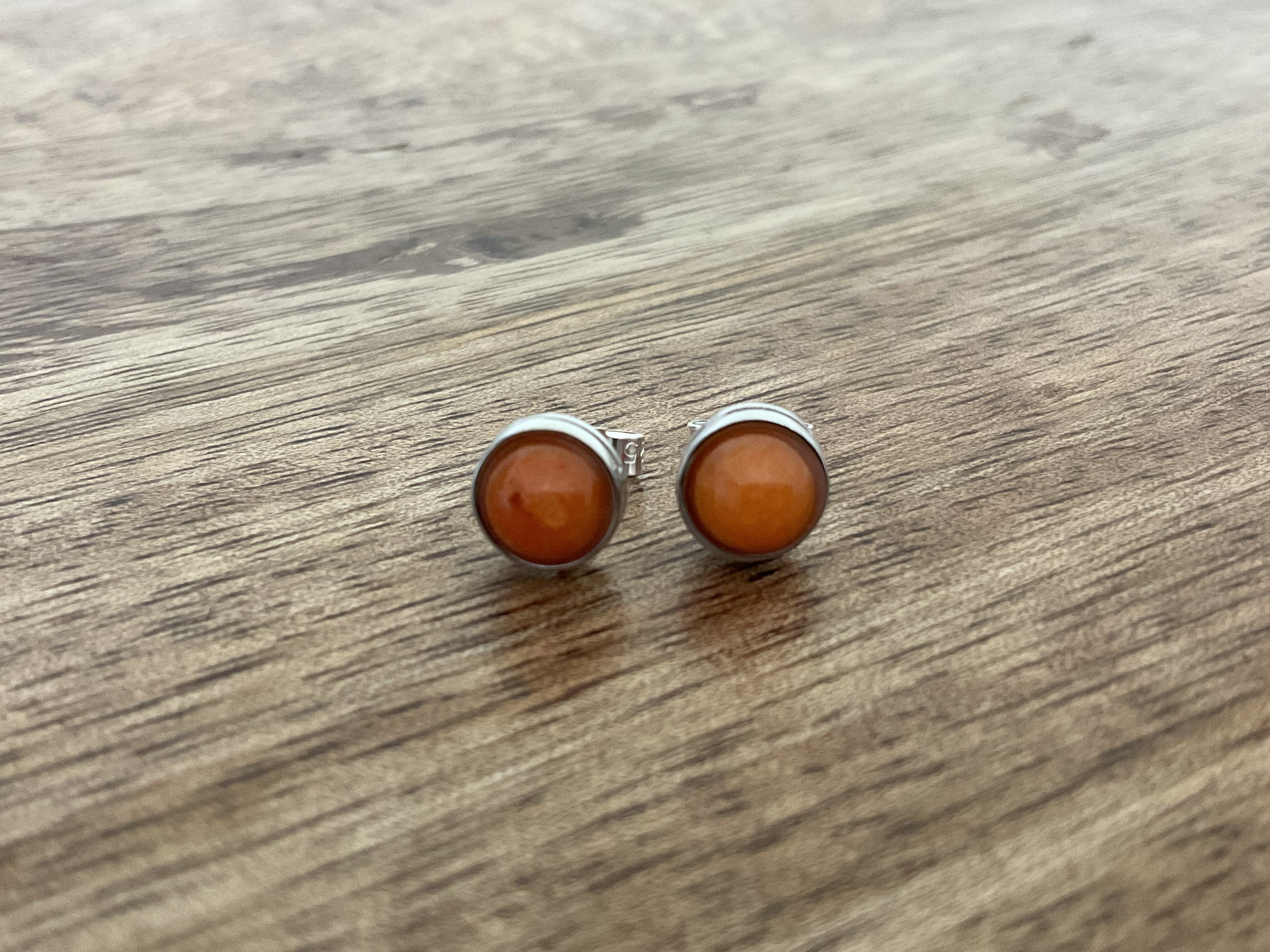 Orange Jade Gemstone Stud Earrings - Click Image to Close
